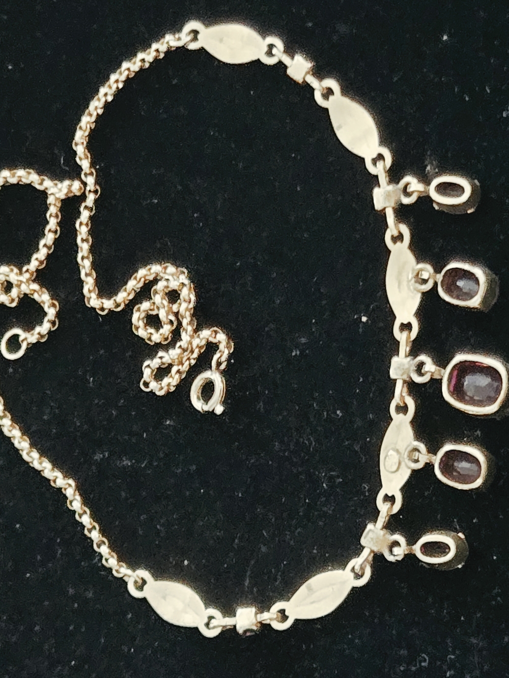 Victorian 12KT Gold Filled Festoon Necklace With Purple Faceted Stone 16" - Picture 9 of 11